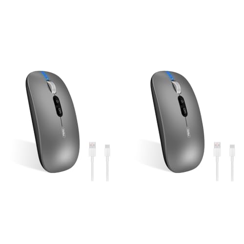 Verilux® Wireless Mouse Rechargeable Battery Level Visible 3 Modes 2.4G 3.0BT 5.0BT Bluetooth for Laptop 1600DPI Ergonomic Silent Mac PC iPad Grey 2PCS Verilux® Wireless Mouse Rechargeable Battery Level Visible 3 Modes 2.4G 3.0BT 5.0BT Bluetooth for Laptop 1600DPI Ergonomic Silent Mac PC iPad Grey 2PCS